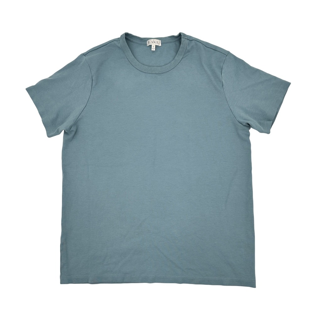 LAKE Pajamas Mens Pima Cotton Short Sleeve Crewneck T-Shirt Blue Large